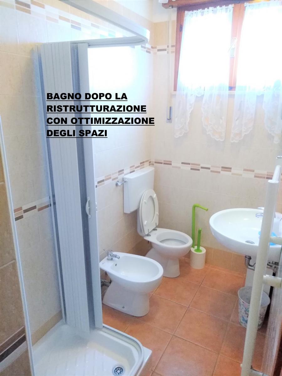 bagno ristrutturato co ottimizzazione degli spazi